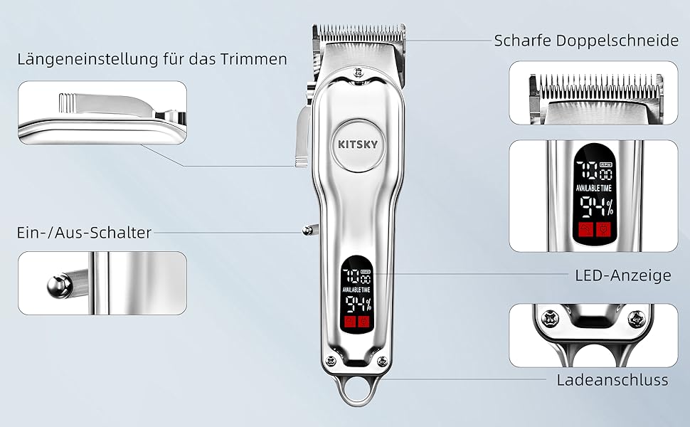 Професійна машинка для стрижки собак та котів KitSky Leise, бездротова, для довгошерстих порід
