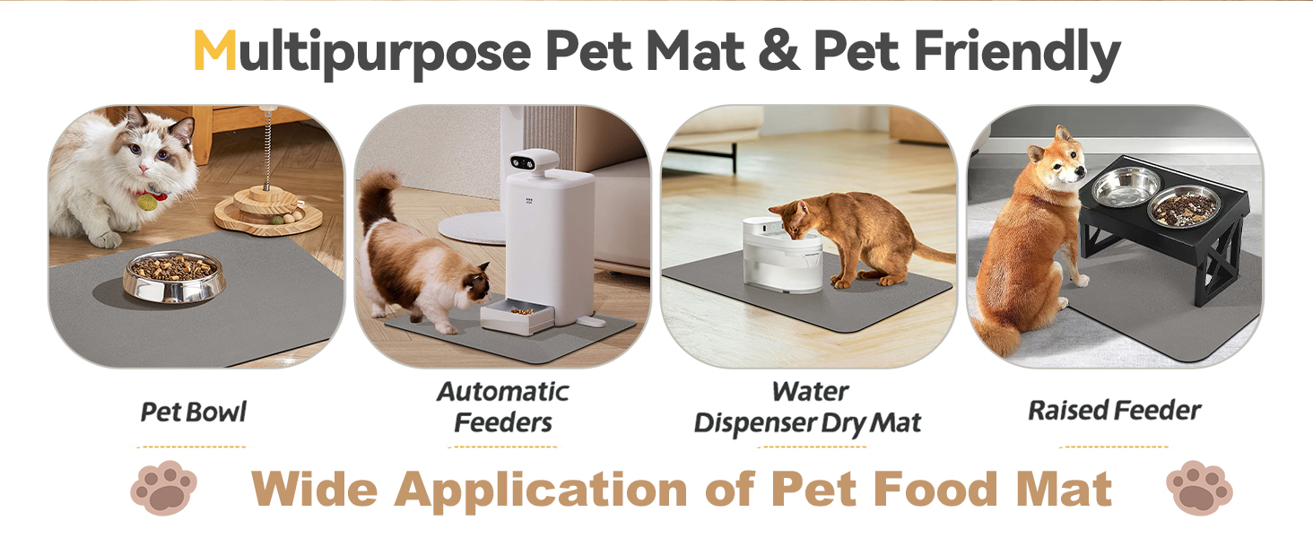 Підкладка під миску для собак та котів, нековзна, 60 x 150 см, сірий колір