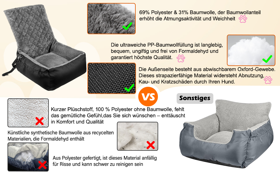 Автокрісло для собак SIVEIS – зручне ліжко з кишенею, чорне
