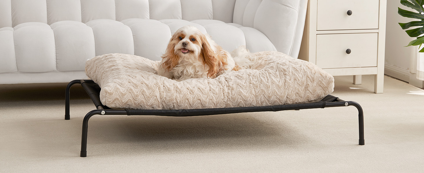 Килимок для собак великих порід, 104x68 см, XL, штучне хутро та льон, Бежевий