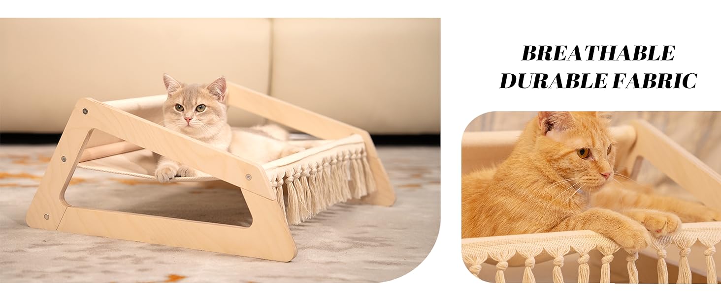 Кішка ліжко CheerPals, софа для котів з берези та бавовни, 53 x 48 см, стілець для сну, меблі для котів, підходить для літа