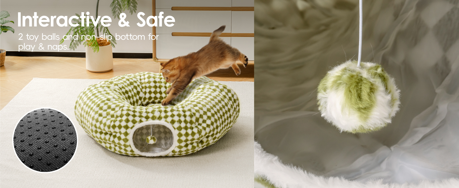 Туннель для котів MewooFun, 90 см, з м'яким лежаком, інтерактивна іграшка для котів, складаний, багатофункціональний