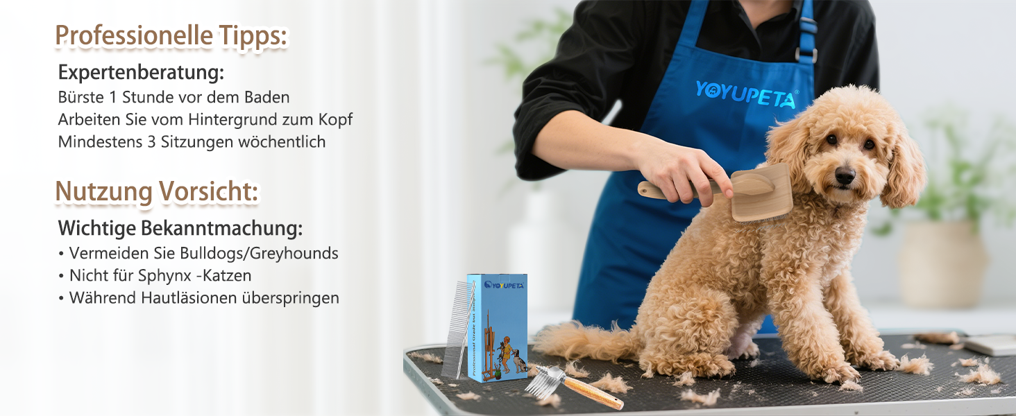 Набір для грумінгу собак та котів YOYUPETA: щітка Slicker, гребінець для розплутування та металева гребінець – для догляду за довгою шерстю, видалення підшерстка та запобігання ковтунам