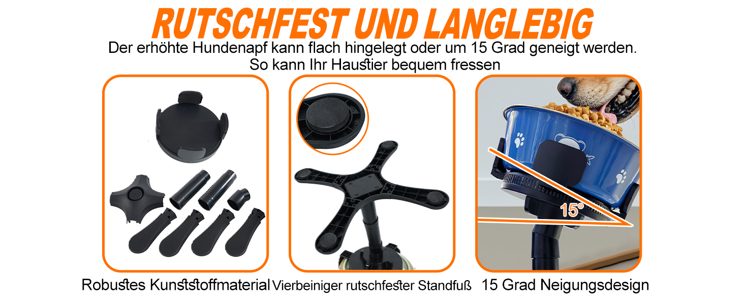 Підставка для годівлі собак, регульована висота, миска для води та корму, 3 рівні, стабільна та неслизька, для малих, середніх та великих собак (Блакитна)