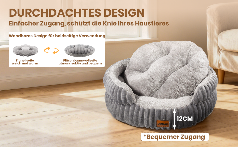 Ортопедичне ліжко для собак Deime, м'яке кругле ліжко, миється, собаче ліжко з знімним підкладом для двостороннього використання, кошик для собак, неслизький килимок для собак маленьких та середніх порід