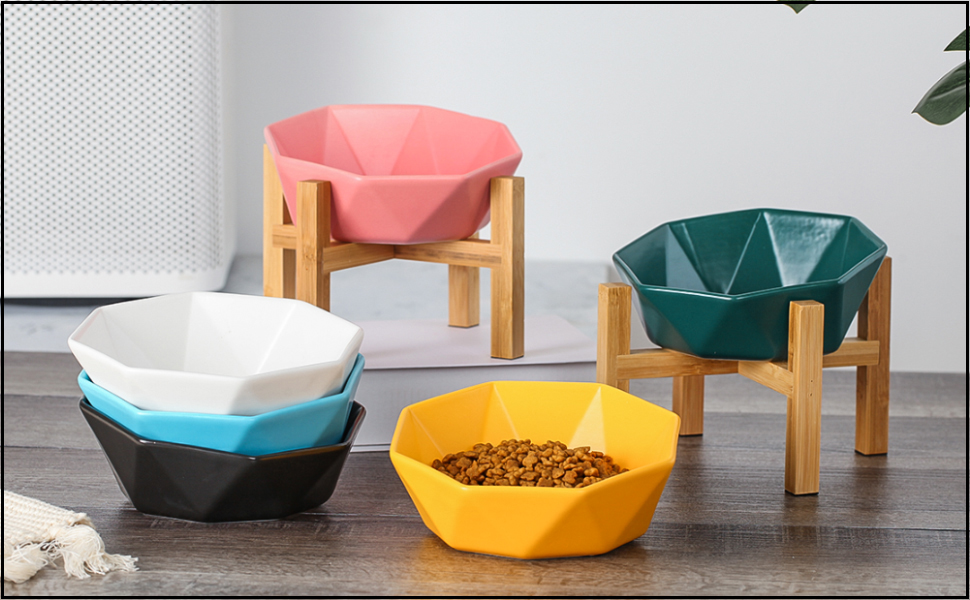 Керамічна годівниця для котів та собак з підставкою, похила, нахилена - HCHLQLZ