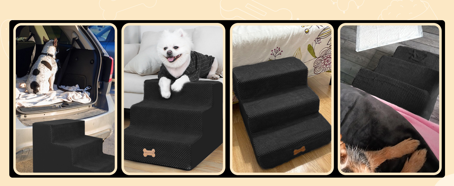 Сходинка для собак Непфайві - 3 сходинки, чорний колір (H:34 см)