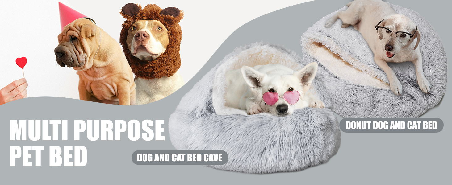 Кругла лежанка-будиночок для котів та собак, м'який плюш, з капюшоном, 60x60 см, колір кавовий