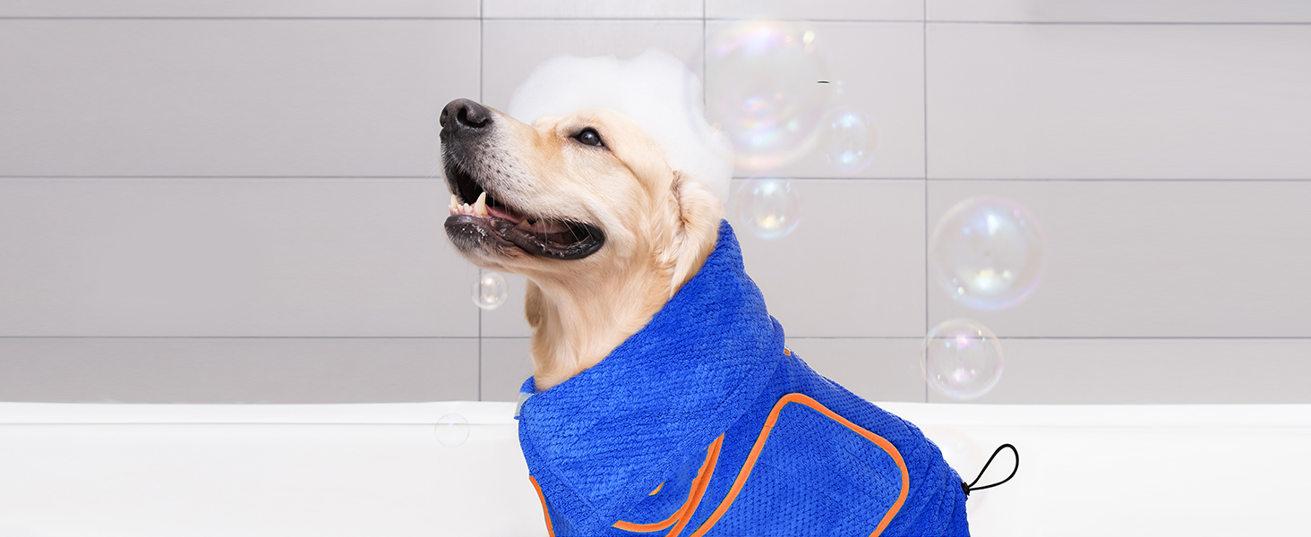 Рушник для собак SlowTon: суперпоглинаючий халат для висушування після купання, плавання, прогулянки. L, блакитний