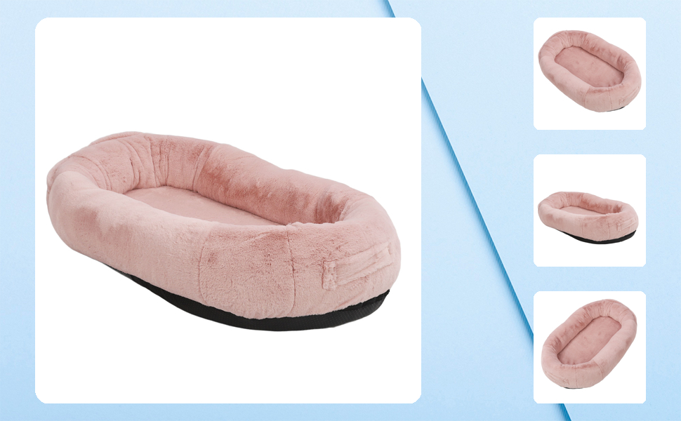 Велике собаче ліжко розміром з людину з знімним, машинно-праним подушкою та сумкою для зберігання (100x70x30 см)