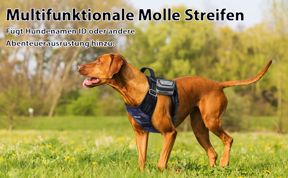 Шлейка для собак Funfox для великих собак, не тягне, тактична, міцна, регульована, дихаюча, камуфляж, фіолетовий, розмір L