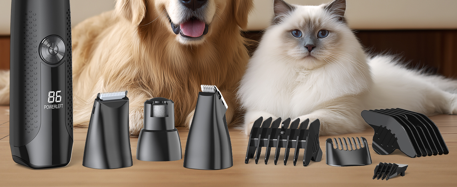 Набір для стрижки собак 4-в-1: машинка, триммер для лап, безпечний точило для кігтів. Тиха та акумуляторна машинка для тіла, обличчя та лап собак та котів
