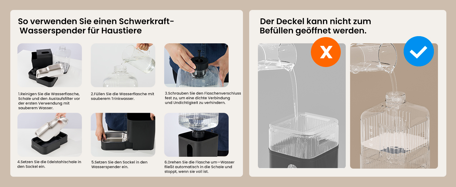 Автоматичний диспенсер води для собак та котів Gardner Pet 6.5L, годівниця, не потребує електрики, з нержавіючою чашею, велика ємність, BPA-free, безшумна, чорний