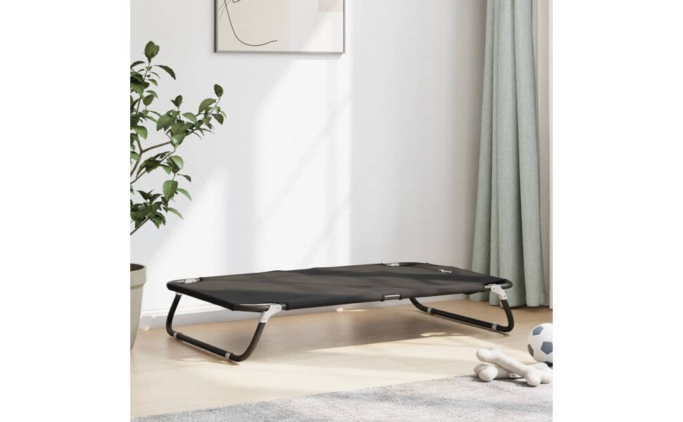 Зручне собаче ліжко vidaXL для середніх порід – металева рама та тканина | Підвищене, комфортне ліжко для дому та вулиці, довговічне, сучасне, 105 x 65 x 18 см, антрацит