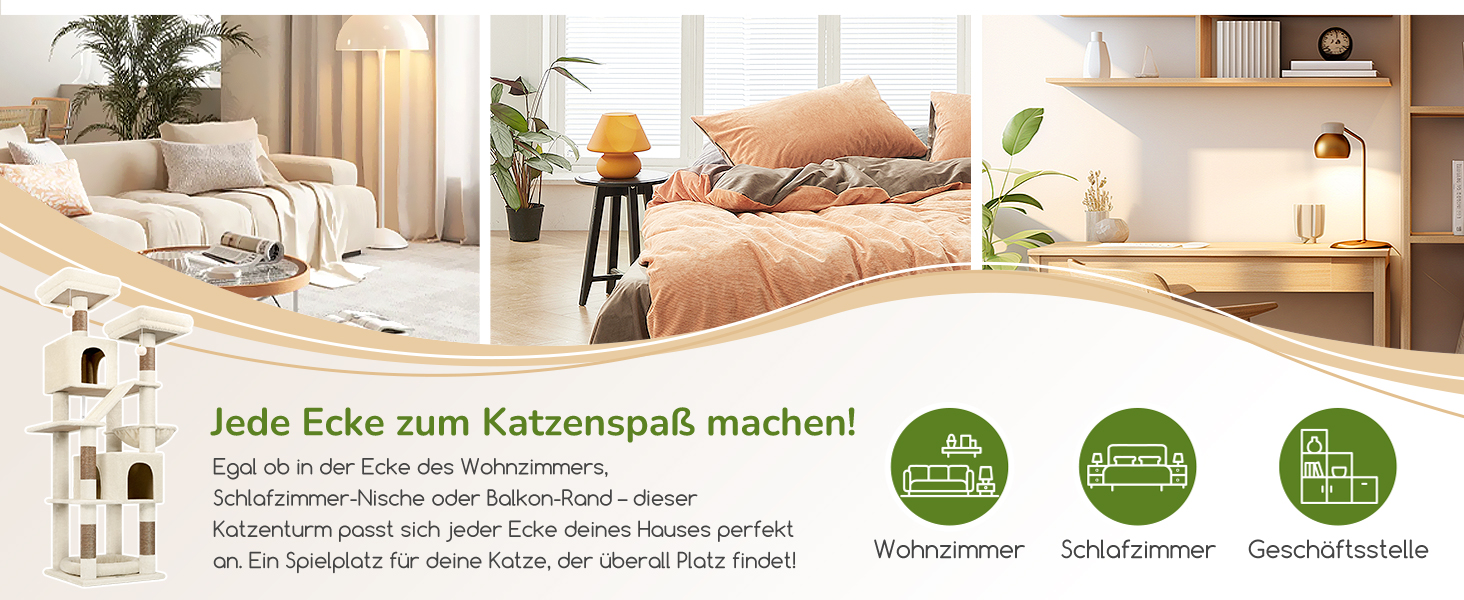 Драбина-кіготь Globlazer для котів та собак, 189 см, XXL, бежевий. 2 будиночки, 2 сидіння, кошик, килимок з сизалю, лежанка для собак