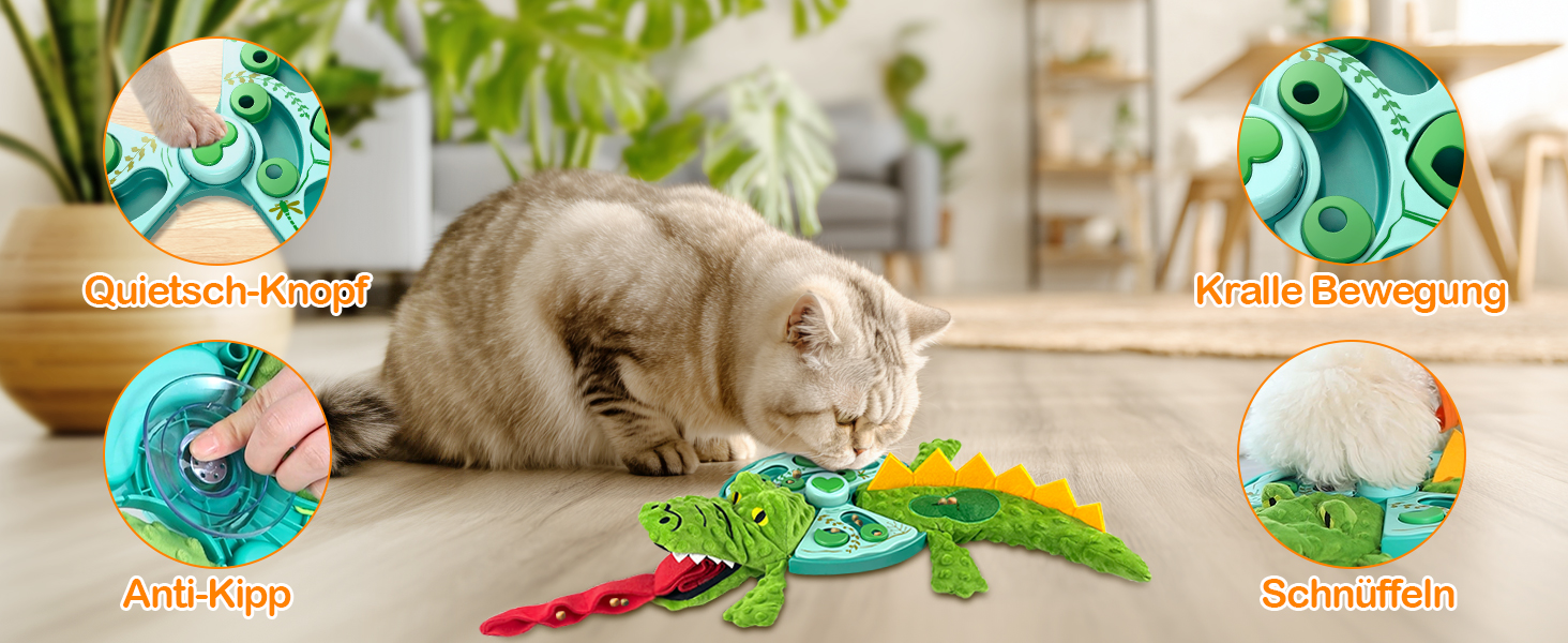 Інтерактивна іграшка для котів Migipaws: килимок-нюхалка, іграшка-крокодил з функцією запису та відтворення, розвиваюча іграшка для кошенят та цуценят