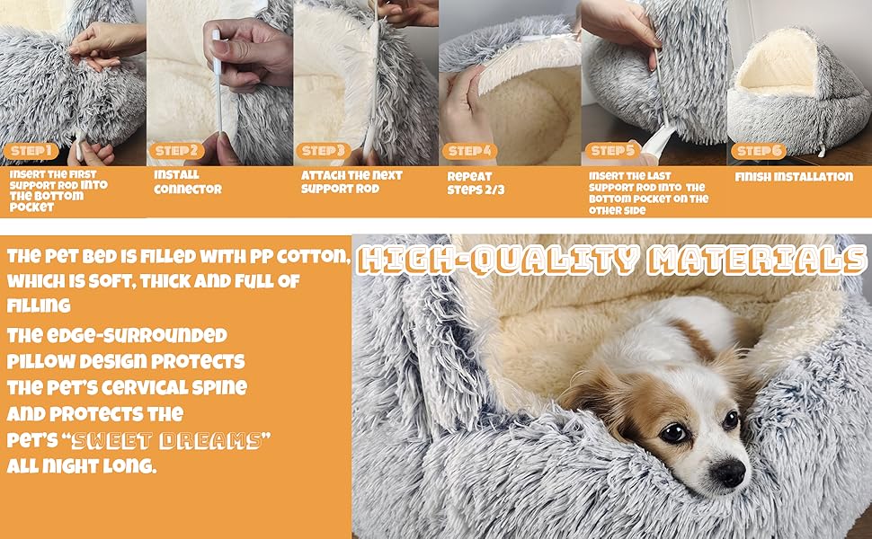 Крісло-гніздочко для собак YAGE, 80 см, з підставками – м'яке, заспокійливе ліжко для тварин до 20 кг, знімний, пральний чохол, розкішне, суперм'яке ліжко-печера для домашніх тварин