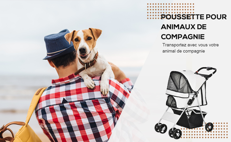 Візок для собак PawHut 75L, водонепроникний, сірий, 4 колеса, 75x46x94 см