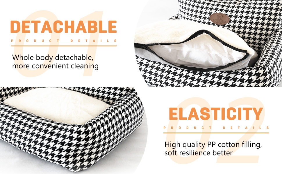 Ортопедичне ліжко для собак PETCUTE, зручний лежак для котів та собак середніх та великих порід, світло-коричневий колір, знімний коврик