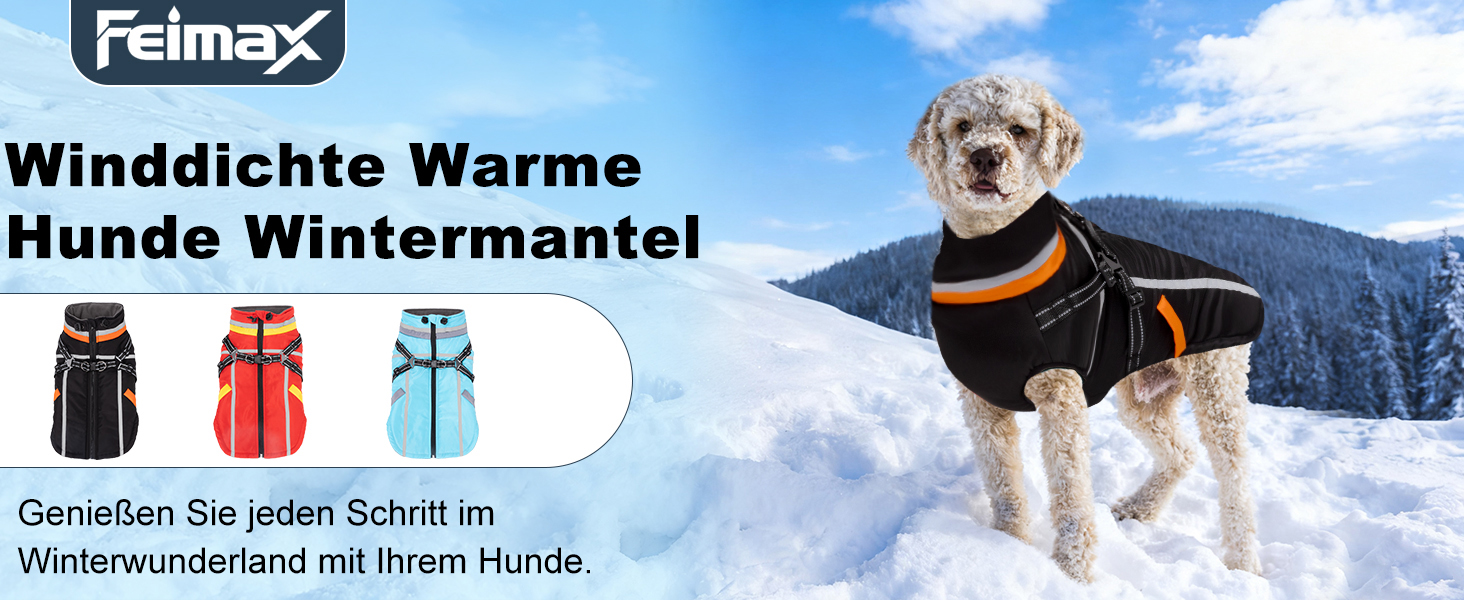 Водонепроникний зимовий теплий накид для собак FeimaX з отвором для шлейки, чорний, S