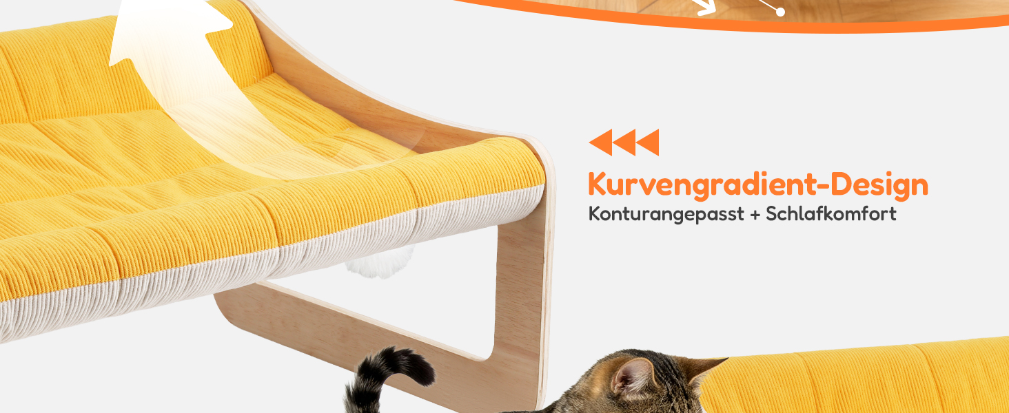 BSWAY Підвищене ліжко-софа для котів з дерева, сонячно-жовтий колір, 53x40 см, стильний котячий стільчик з знімним чохлом для матраца, до 15 кг