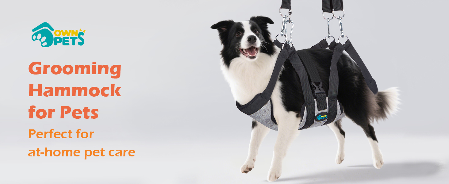 Гамак для собак Ownpets з 4 гачками для миття, грумінгу та стрижки нігтів