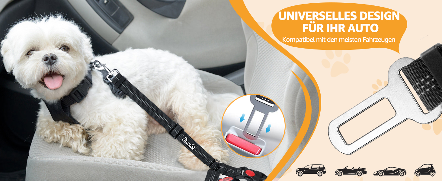 Ремінь безпеки для собак у машину SlowTon 2 шт. (Кріплення для підголівника + кліпса)