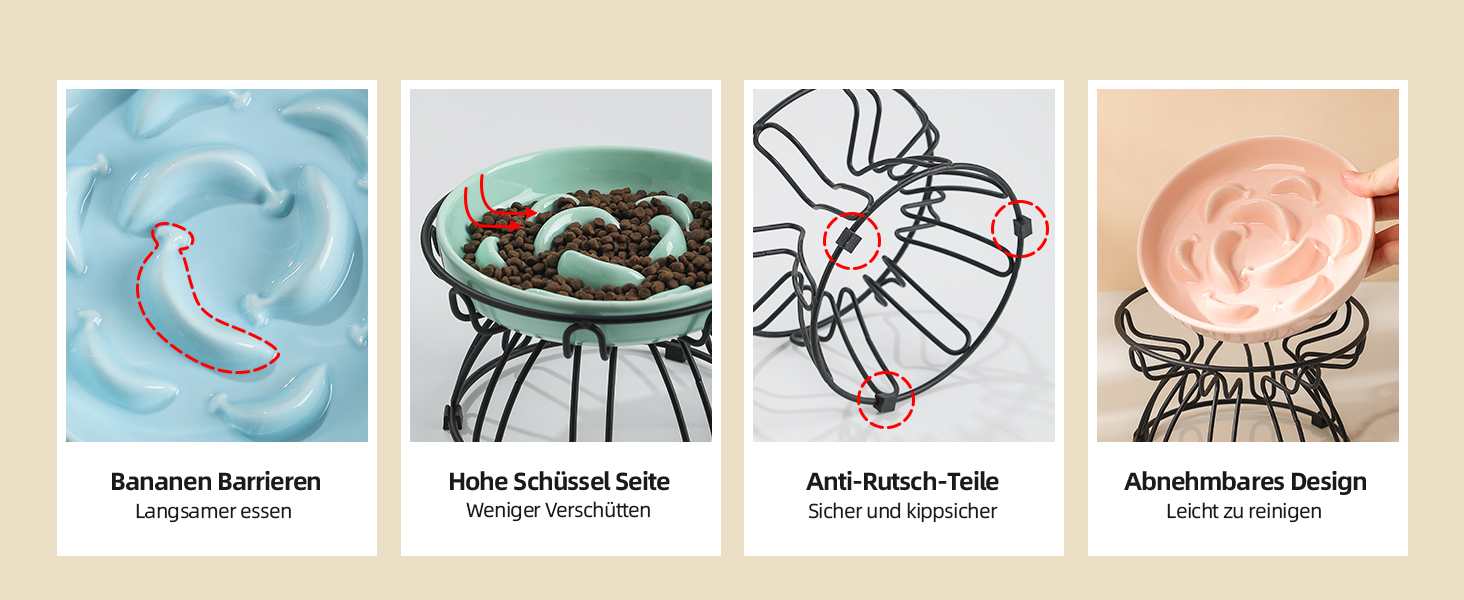 Підвищена годівниця для котів Anti Schling Napf - керамічна миска з антиковзним металевим підставкою, серія Pastel, повільне годування, інтерактивна лабіринтова годівниця, м'ятно-зелений колір