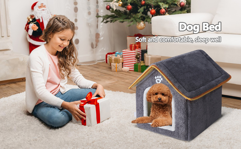 Кімната для домашніх тварин Galatée: тепле ліжко-печера для котів, миле складне котяче будиночок, зручне ігралу для собак, цуценят, кошенят та кроликів (M, сірий)