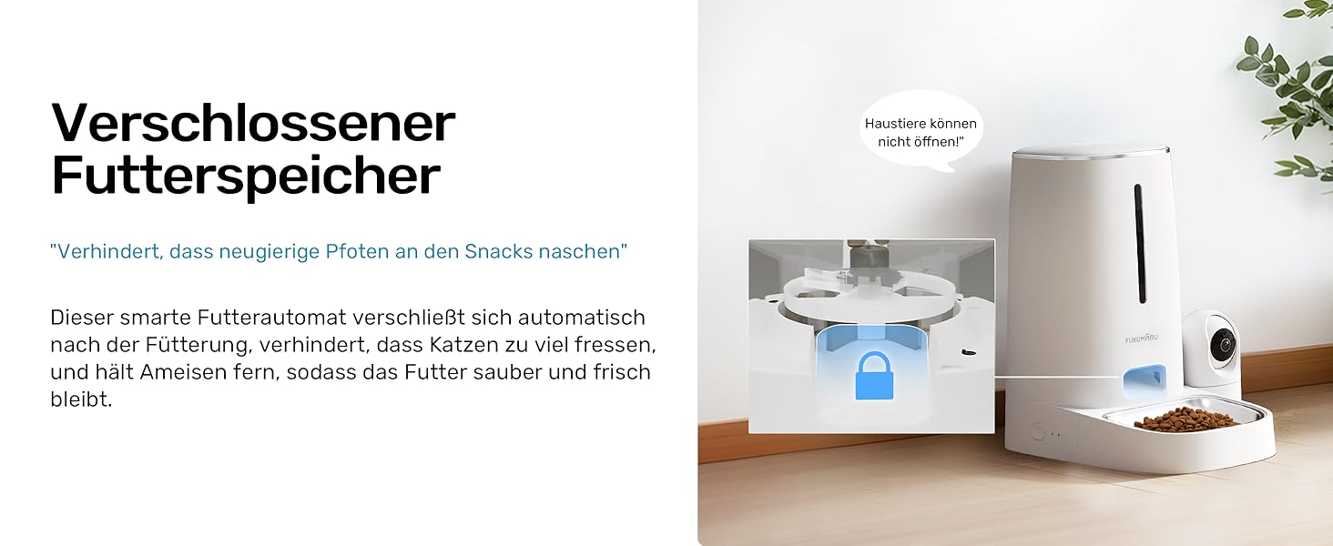 Автоматичний годівниця для котів та собак FUKUMARU з камерою 1080P, WiFi, сенсором рівня корму та нічним баченням