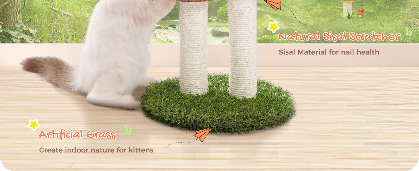 Кігтеточка PAWZ Road для кошенят та котів, кігтеточка-грибок з натурального сизалю, стимулює інстинкти котів