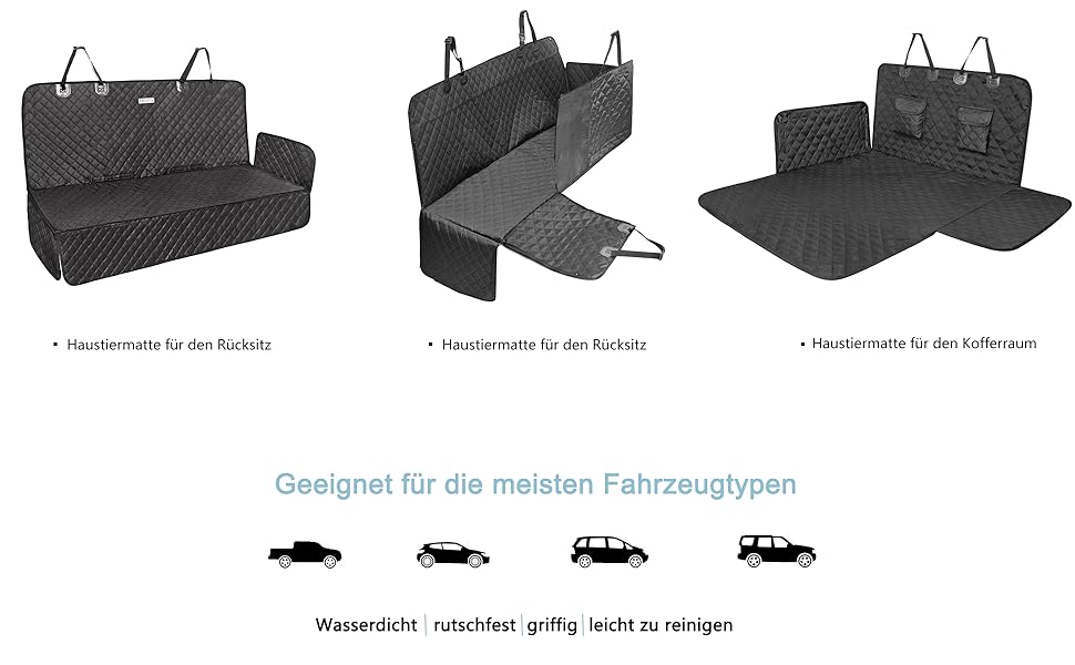 Захист для автосидіння собаки Lucky Sign - килимок для собак у машину з антиковзким покриттям, 150x45x40 см, чорний