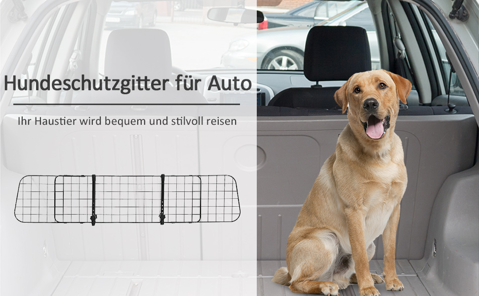 Сітка для собак PawHut - захисний бар'єр для автомобіля, 91-152 x 30 см, регульована ширина