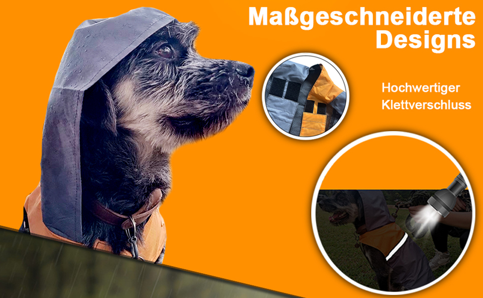 Водонепроникна куртка для собак: легка, вітрозахисна, з відбиваючими смугами та капюшоном (S)