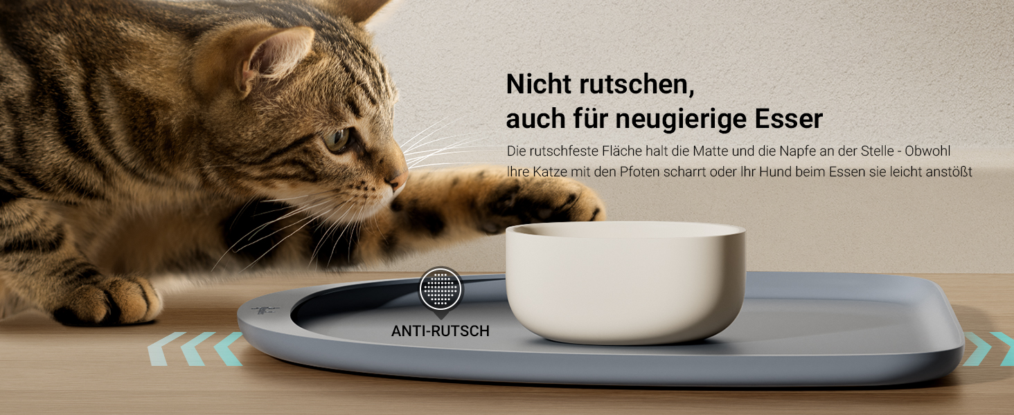 Підкладка під миску для котів DownyPaws, силіконова, 62 x 43 см, сіра. Захист від розливу води та корму, легко миється, BPA-free
