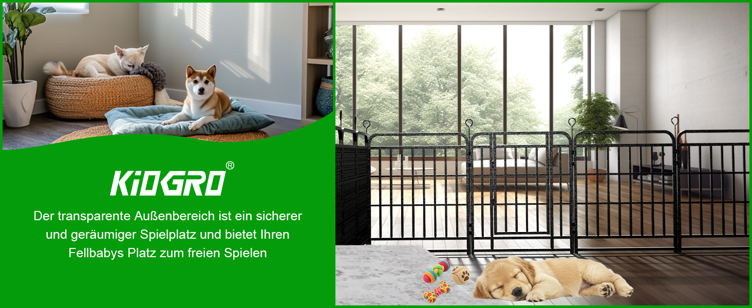 Кіягро вольєр для цуценят 544см, 8-секційний розкладний вольєр для тварин з дверима, вольєр для собак, котів, кроликів, для саду, збірка без інструментів, 80см у висоту