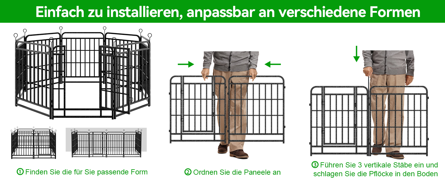 Кіягро вольєр для цуценят 544см, 8-секційний розкладний вольєр для тварин з дверима, вольєр для собак, котів, кроликів, для саду, збірка без інструментів, 80см у висоту