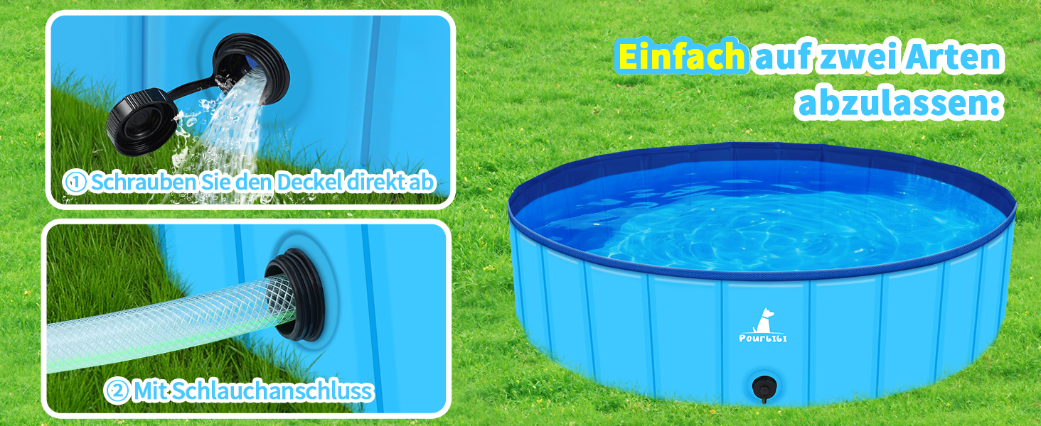 Басейн для собак Pourbibi, 80x20 см, складаний, з ПВХ, антиковзаюча поверхня