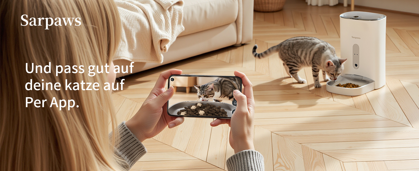 Автоматичний годівниця для котів SAWPAWS з камерою, 4.3L, WiFi, нічне бачення