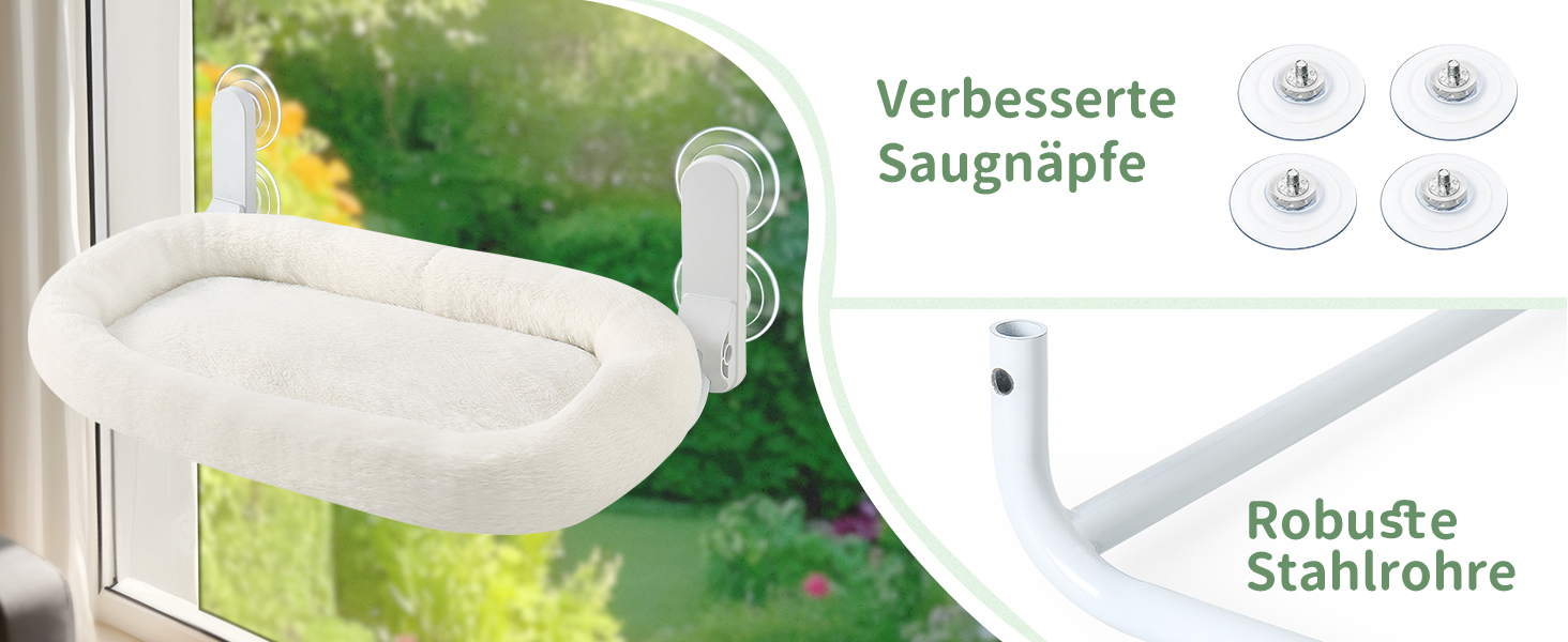 Кішка лежанка на вікно GUUSII HOME: розкладна, з 4 присосками, біла