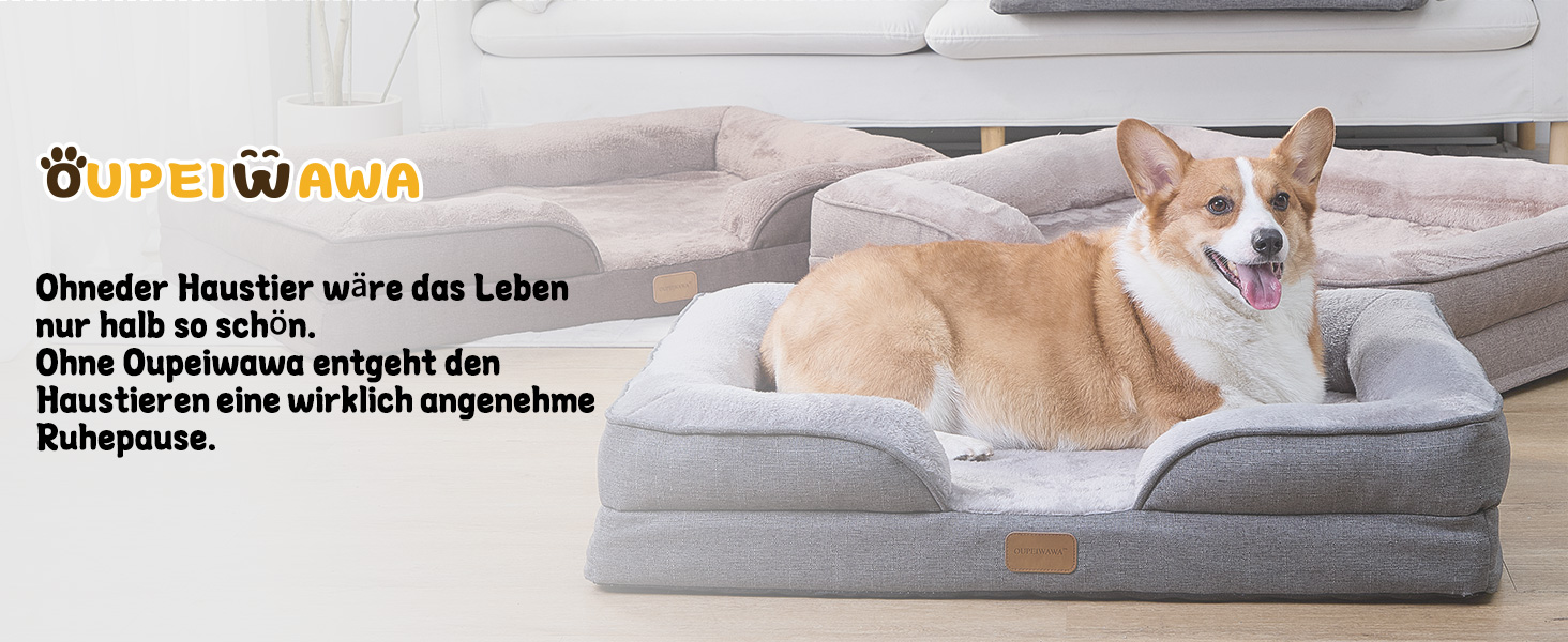 Ортопедичне ліжко для собак середніх та великих порід 109x84x21 см, високощільна піна з високим пружним ефектом, знімний водонепроникний чохол, зручне та антиковзаюче, темно-сірий колір