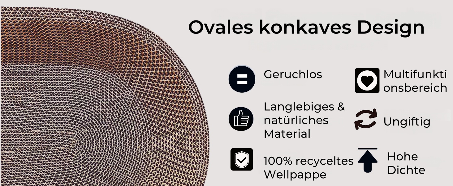 Килимок-подряпування для котів 2 шт., овал, 61 см, з м'якою лежанкою, з картону, для дому