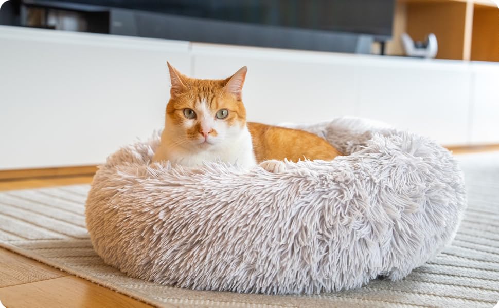 Кругле ліжко для собак та котів, діаметр 60 см, висота 15 см - м'яке, знімний коврик, нековзна підставка, сіре