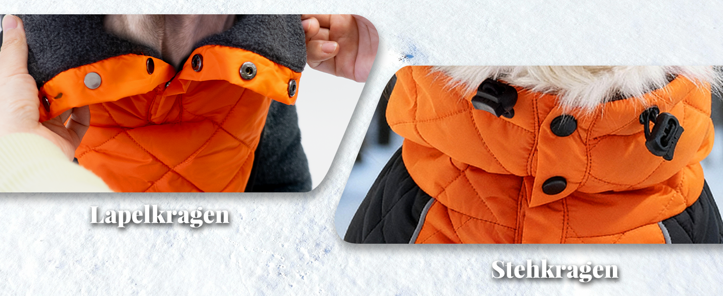 Зимовий теплий куртка для собак, непромокаємий, вітрозахисний, з регульованою застібкою, оранжево-чорний (XS, 43.2-50.8 см)