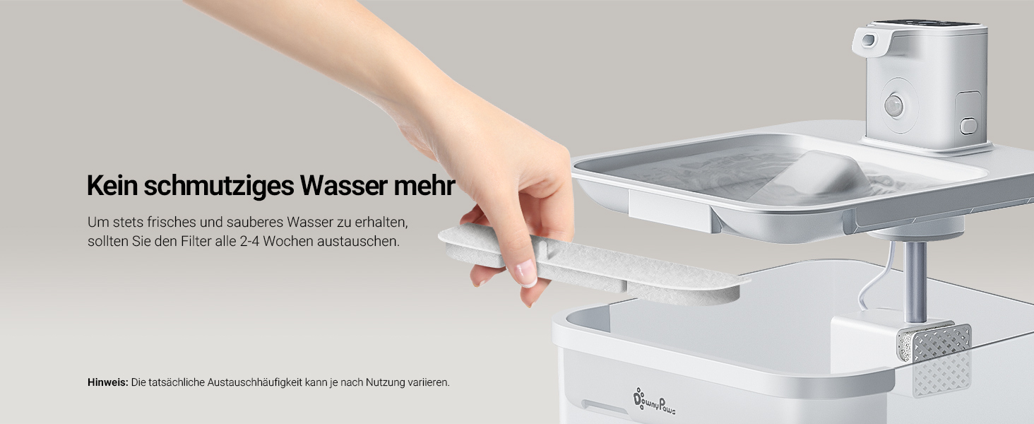 Фонтанчик для котів DownyPaws з нержавіючої сталі, бездротовий, з датчиком руху, 3л, тихий, легко миється (16 фільтрів)