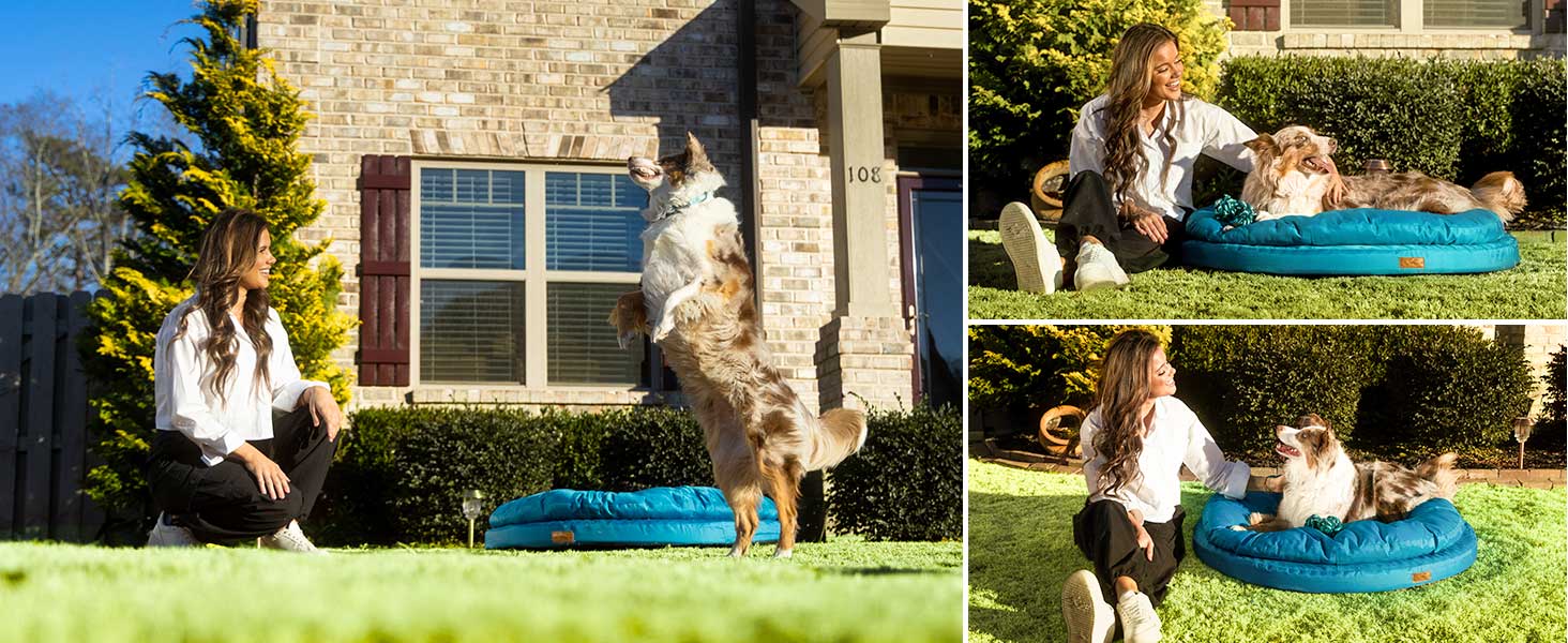 Ортопедичне собаче ліжко CevaHome, кругле, водонепроникне, з неслизьким покриттям, XL, оливково-зелене