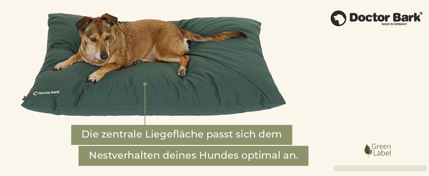 М'яке ліжко для собак великих порід Doctor Bark GreenLabel - зручне, миється, зелене (L)