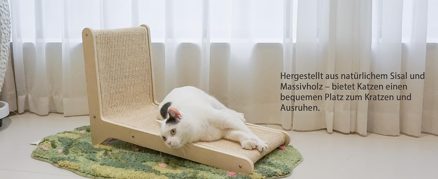 Кігтеточка Petkaray 105° з сизалю для котів, L-подібна, стабільна з котом'ятою