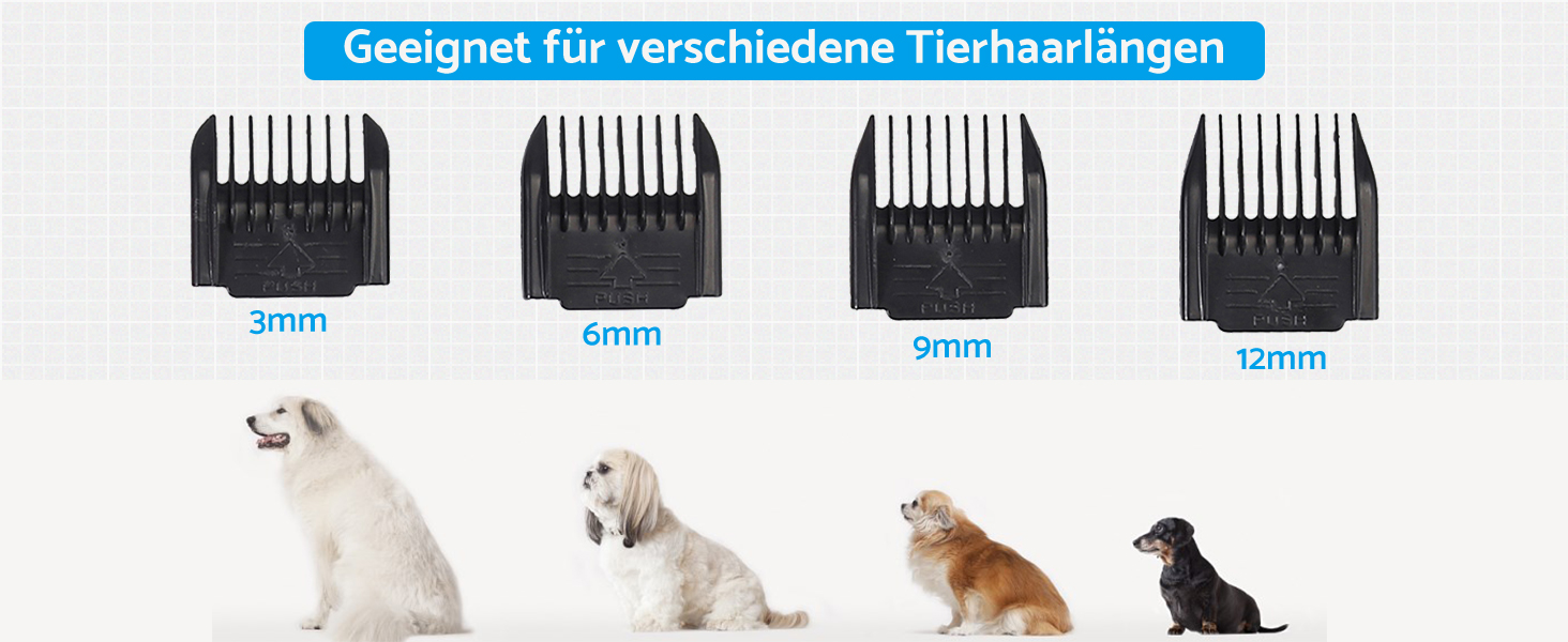 eSynic Професійна машинка для стрижки котів та собак, триммер для лап, електрична машинка для грумінгу, 4 насадки