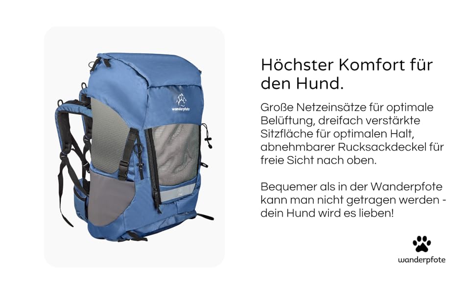 Hunderucksack Wanderpfote Trekking Light S, 8 кг, блакитний - переноска для собак та котів